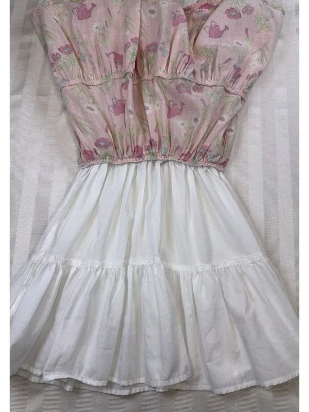 Sigrid Olsen Kids Girls Size 4 Summer Dress Pink Floral Cotton Lined Tiered